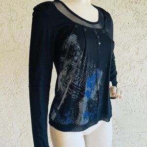 PLANETE INTERDITE Paris Top Black Long Sleeve